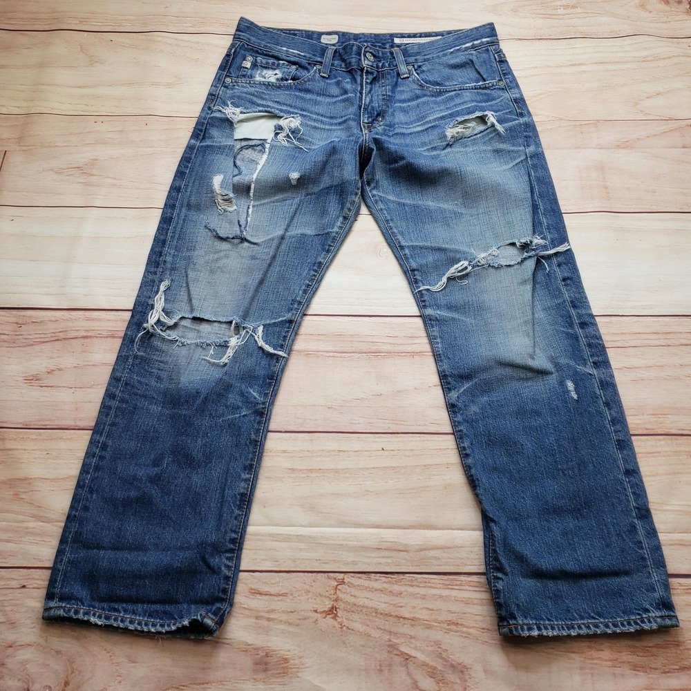 Adriano Goldschmied Jeans Womens 28 Blue Medium Wash Boyfriend Crop Distressed